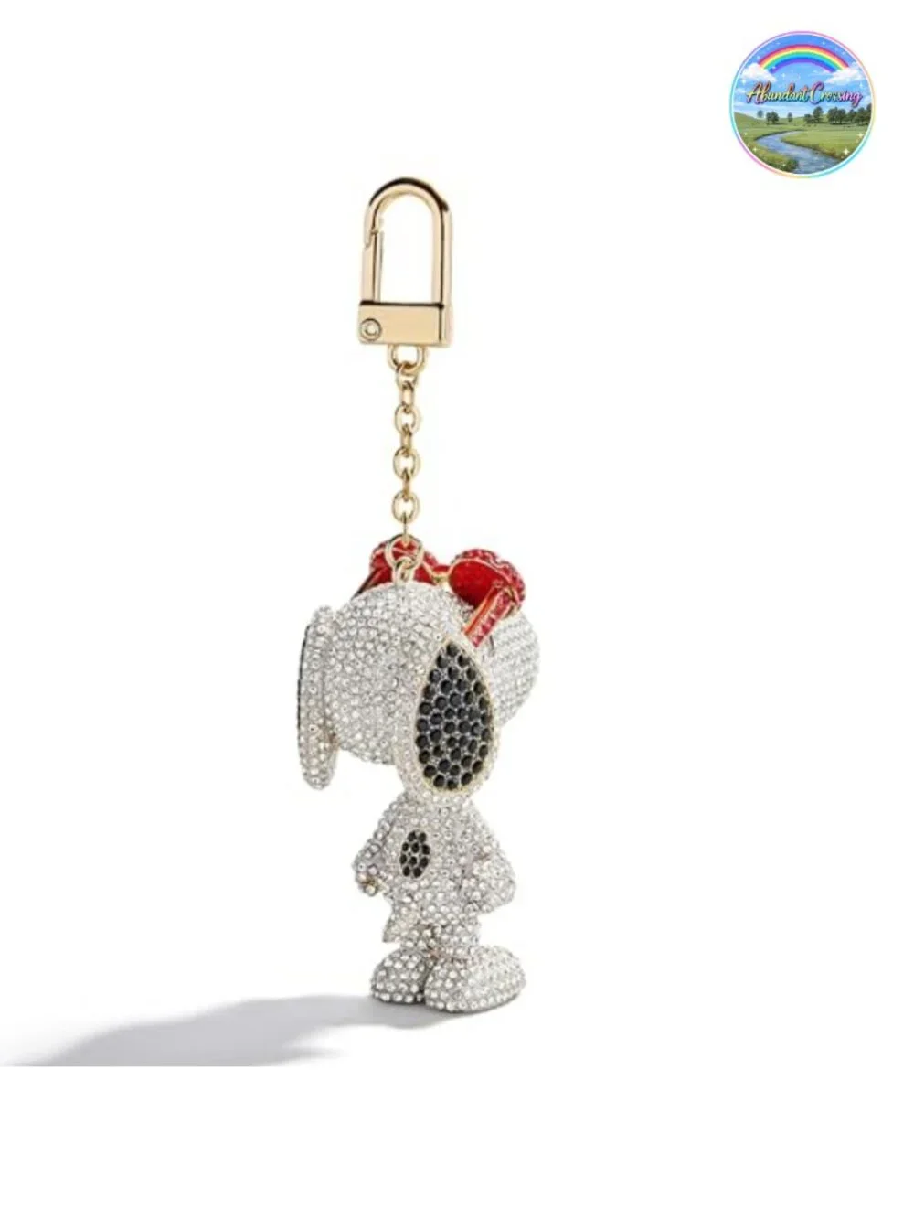 Crystal Enamel Snoopy Bag Charm Keychain 3D